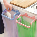 2pcs Reusable Plastic Over-The-Cabinet Garbage Container - Bag Holder Rack for Kitchen, Pantry